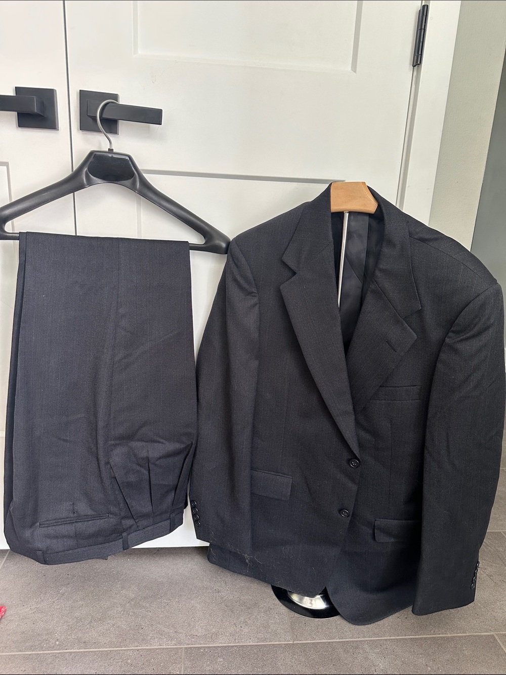 Stafford Men's Dark Black Two-Piece Suit - Blazer & Trousers